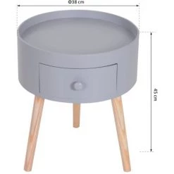 HOMCOM Chevet Table De Nuit Ronde Design Scandinave Tiroir Bicolore Pieds Effilés Inclinés Bois Massif Chêne Clair Gris 9 HOMCOM Chevet Table De Nuit Ronde Design Scandinave Tiroir Bicolore Pieds Effilés Inclinés Bois Massif Chêne Clair Gris -France HOMCOM Soldes 2022 9588968 3