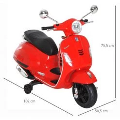 HOMCOM Scooter Moto électrique Enfants 6 V Dim. 102L X 51l X 76H Cm Musique MP3 Port USB Klaxon Phare Feu AR Rouge Vespa - Rouge -France HOMCOM Soldes 2022 9758243 3