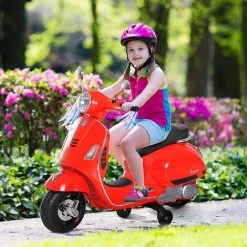 HOMCOM Scooter Moto électrique Enfants 6 V Dim. 102L X 51l X 76H Cm Musique MP3 Port USB Klaxon Phare Feu AR Rouge Vespa - Rouge -France HOMCOM Soldes 2022 9758243 4