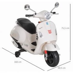 HOMCOM Scooter Moto électrique Enfants 6 V Dim. 102L X 51l X 76H Cm Musique MP3 Port USB Klaxon Phare Feu AR Blanc Vespa -France HOMCOM Soldes 2022 9758244 3