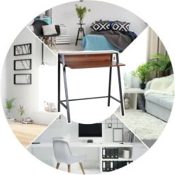 HOMCOM Bureau Secrétaire Bureau Informatique Dim. 84L X 45l X 85H Cm Style Néo-rétro étagère Coloris Noyer Noir - Marron -France HOMCOM Soldes 2022 9758246 4