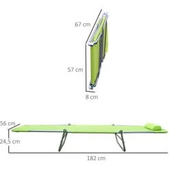 HOMCOM Chaise Longue Pliante Bain De Soleil Inclinable Transat Textilène Lit Jardin Plage 182L X 56l X 24,5H Cm Vert - Vert 9 HOMCOM Chaise Longue Pliante Bain De Soleil Inclinable Transat Textilène Lit Jardin Plage 182L X 56l X 24,5H Cm Vert - Vert -France HOMCOM Soldes 2022 986506 3