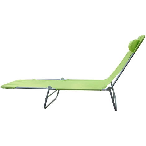 HOMCOM Chaise Longue Pliante Bain De Soleil Inclinable Transat Textilène Lit Jardin Plage 182L X 56l X 24,5H Cm Vert - Vert 6 HOMCOM Chaise Longue Pliante Bain De Soleil Inclinable Transat Textilène Lit Jardin Plage 182L X 56l X 24,5H Cm Vert - Vert – Image 4